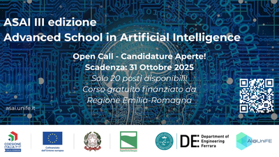Al via la III edizione di ASAI: l’Advanced School in Artificial Intelligence di Unife - iscrizioni entro il 31 ottobre