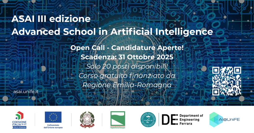 Al via la III edizione di ASAI: l’Advanced School in Artificial Intelligence di Unife - iscrizioni entro il 31 ottobre